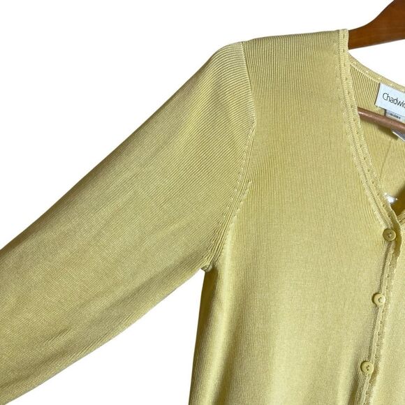 Chadwick’s yellow silk blend cardigan. Size small - Picture 7 of 8